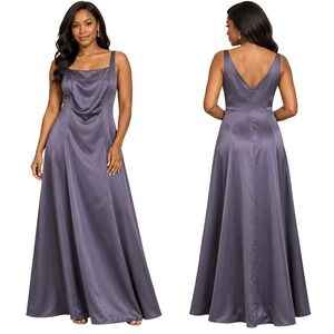Vintage 90s Michaelangelo Lavender Satin Maxi Gown Dress 2 USA Formal HoCo